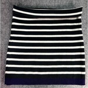 Striped Knit Tube Skirt Navy White Purple Band Mini Skirt Womens Small 90s